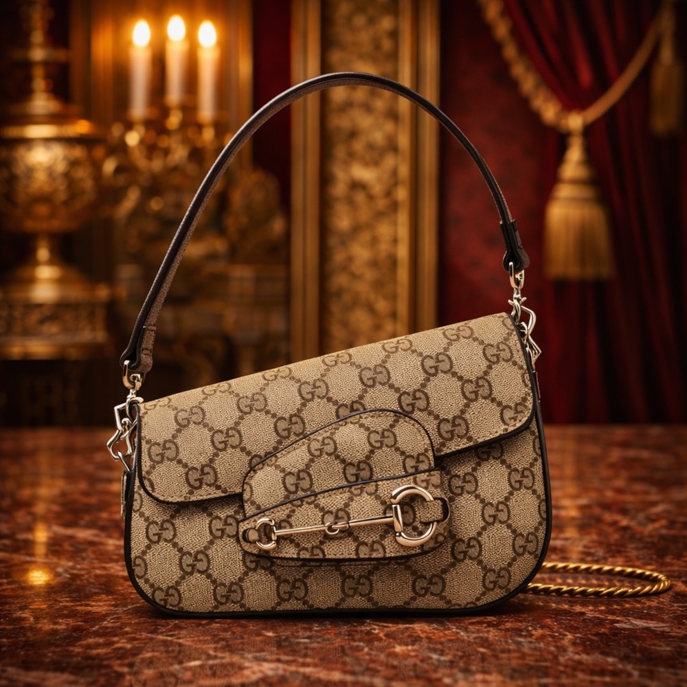 Gucci GG HORSEBIT Supreme Mini Asimetrical Shoulder Bag NEW